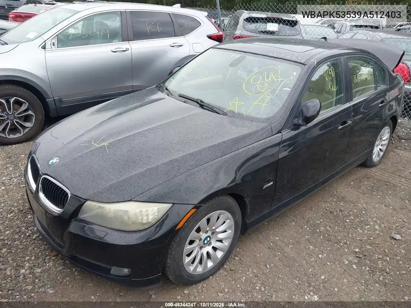 2009 BMW 3ER VIN WBAPK53539A512403 — фото 2