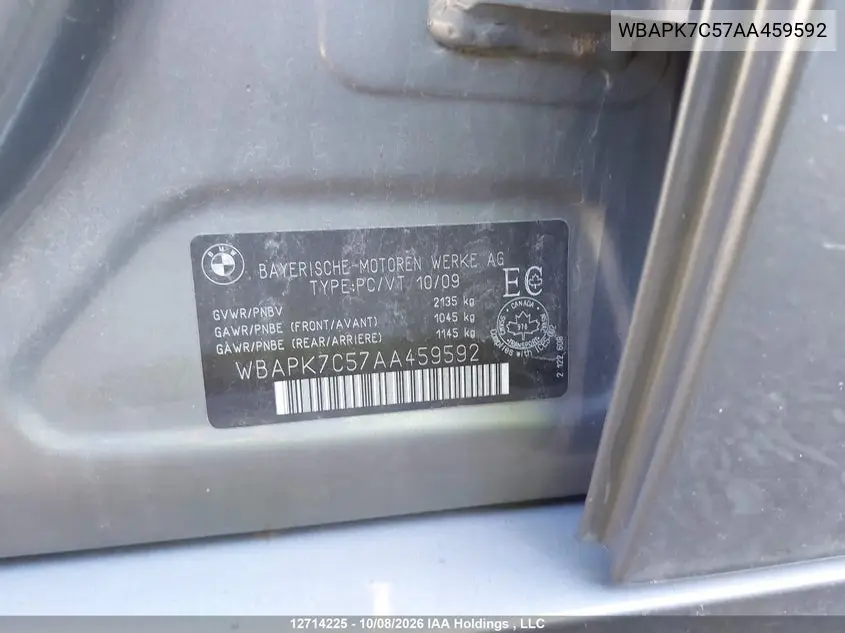 2010 BMW 3ER VIN WBAPK7C57AA459592 — фото 19