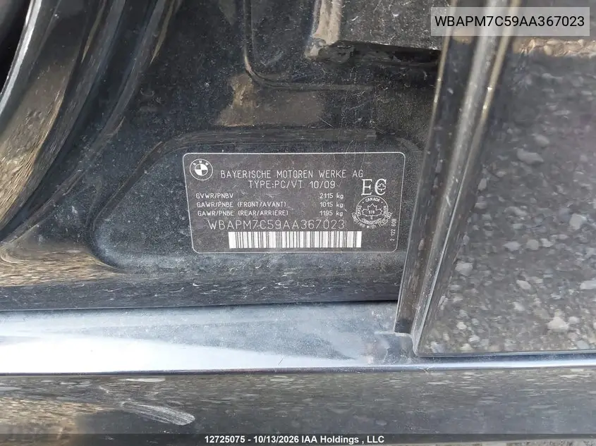 2010 BMW 3ER VIN WBAPM7C59AA367023 — фото 9
