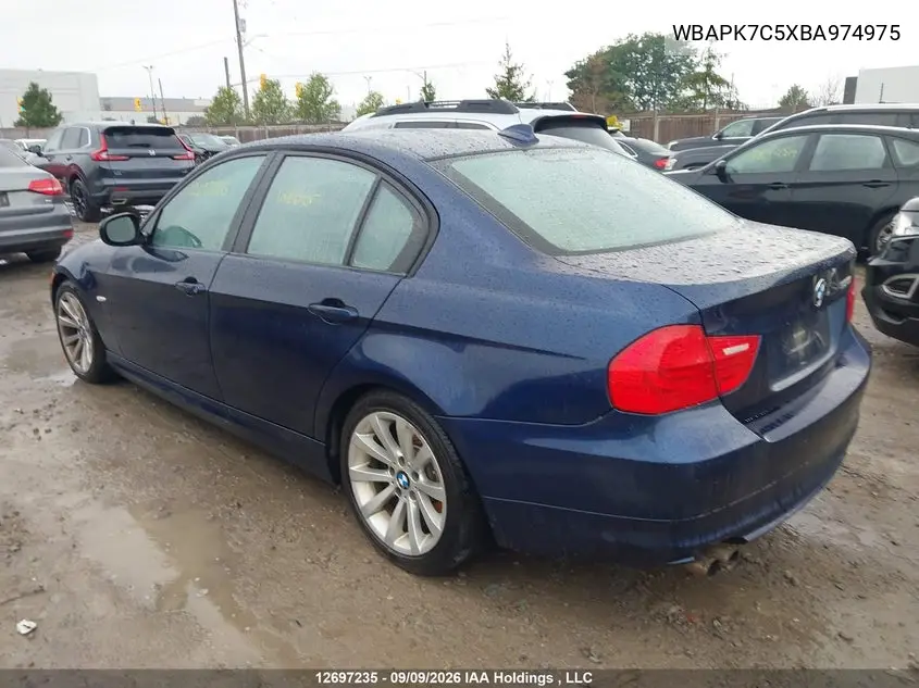 2011 BMW 3ER VIN WBAPK7C5XBA974975 — фото 3