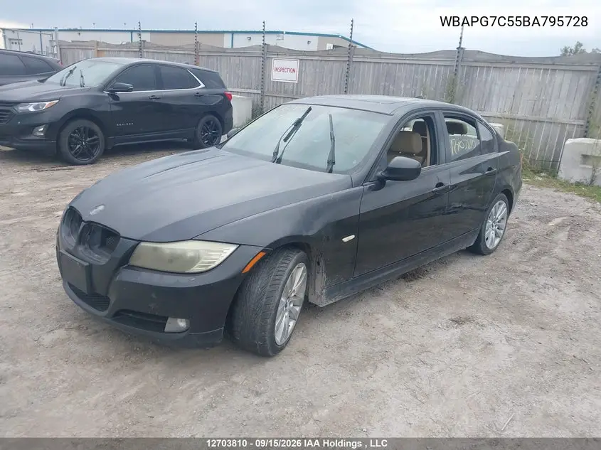 2011 BMW 3ER VIN WBAPG7C55BA795728 — фото 2