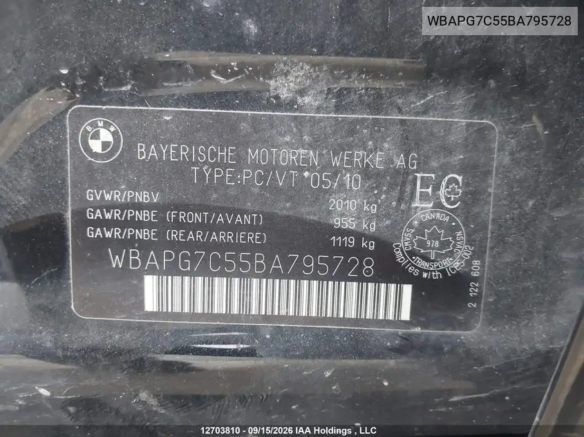 2011 BMW 3ER VIN WBAPG7C55BA795728 — фото 20