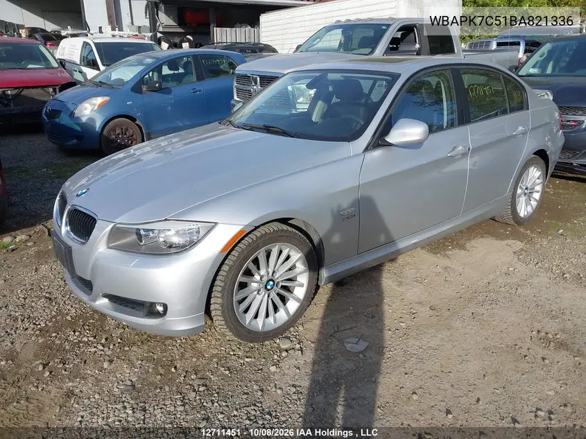2011 BMW 3ER VIN WBAPK7C51BA821336 — фото 2
