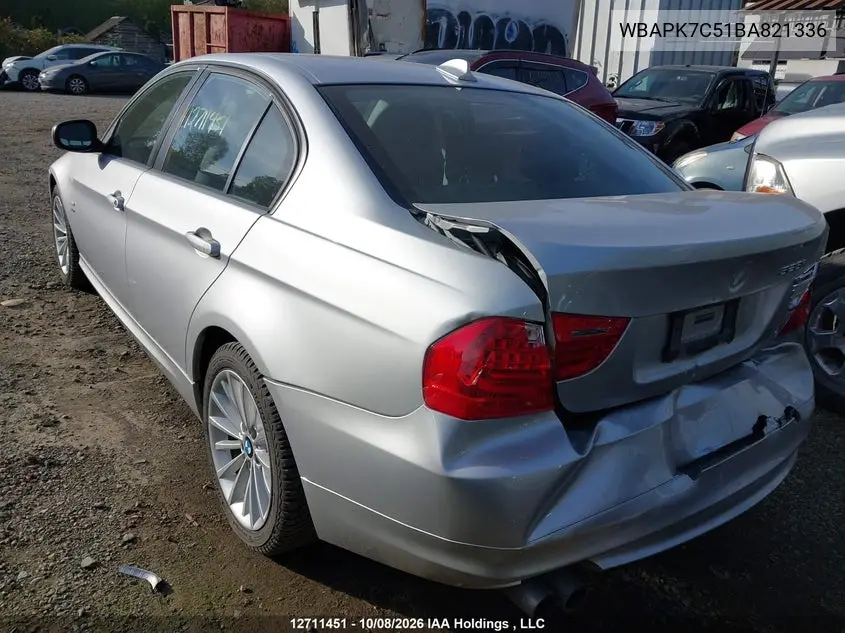 2011 BMW 3ER VIN WBAPK7C51BA821336 — фото 3