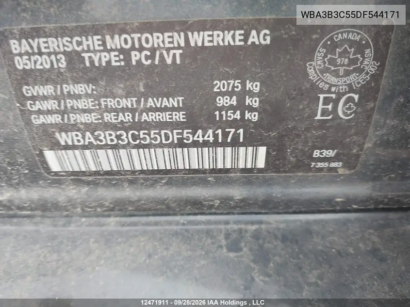 2013 BMW 3ER VIN WBA3B3C55DF544171 — фото 18
