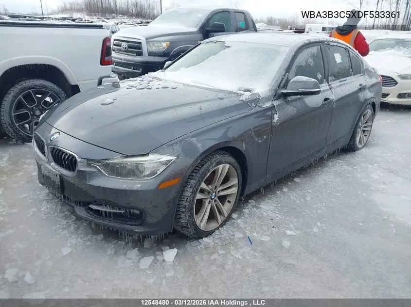 2013 BMW 3ER VIN WBA3B3C5XDF533361 — фото 2