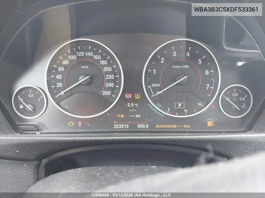 2013 BMW 3ER VIN WBA3B3C5XDF533361 — фото 7