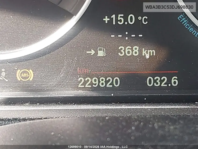2013 BMW 3ER VIN WBA3B3C53DJ698830 — фото 16