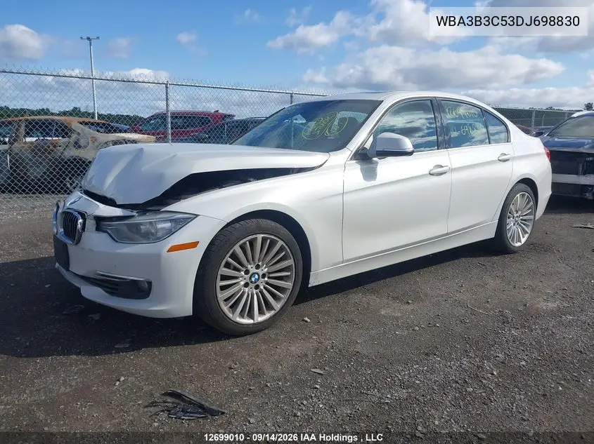 2013 BMW 3ER VIN WBA3B3C53DJ698830 — фото 2
