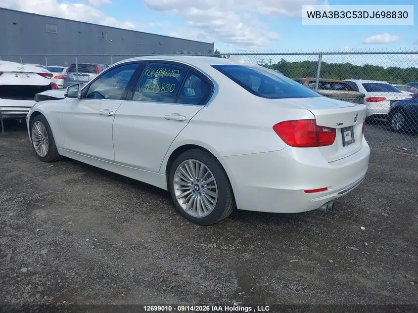 2013 BMW 3ER VIN WBA3B3C53DJ698830 — фото 3