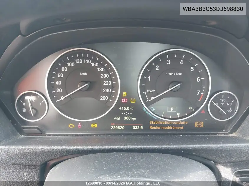 2013 BMW 3ER VIN WBA3B3C53DJ698830 — фото 7