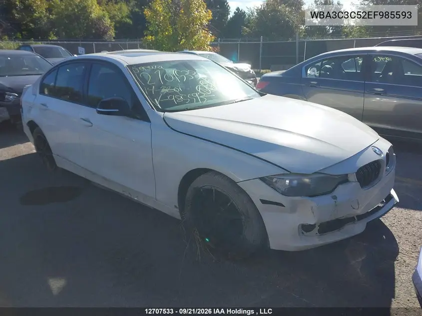 BMW 3ER 2014, VIN WBA3C3C52EF985593
