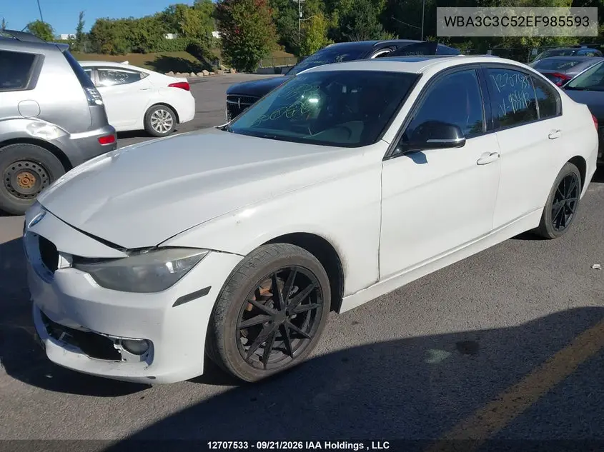 2014 BMW 3ER VIN WBA3C3C52EF985593 — фото 2