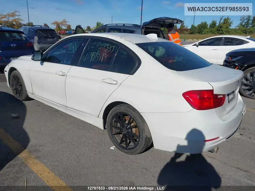 2014 BMW 3ER VIN WBA3C3C52EF985593 — фото 3