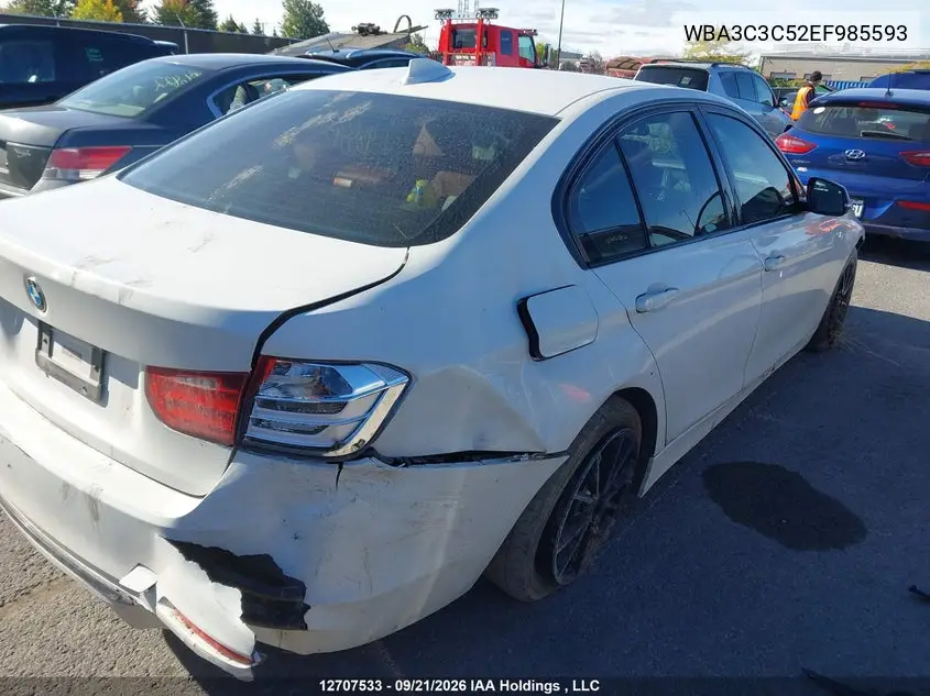 2014 BMW 3ER VIN WBA3C3C52EF985593 — фото 4