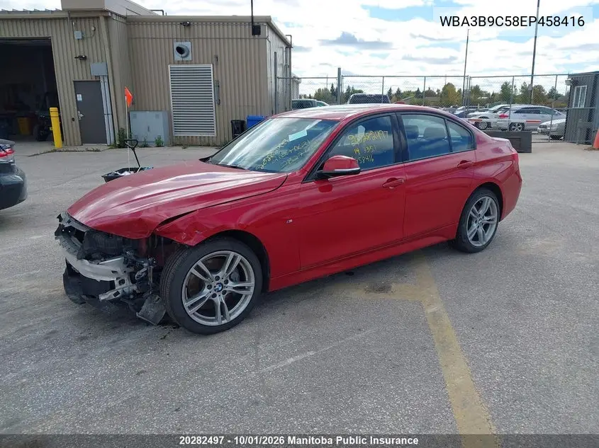 2014 BMW 3ER VIN WBA3B9C58EP458416 — фото 2