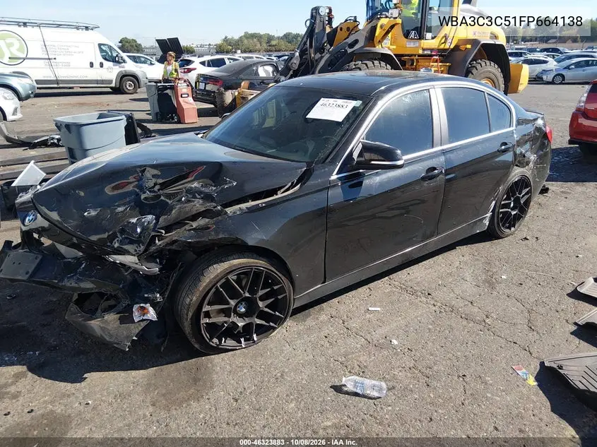 2015 BMW 3ER VIN WBA3C3C51FP664138 — фото 2