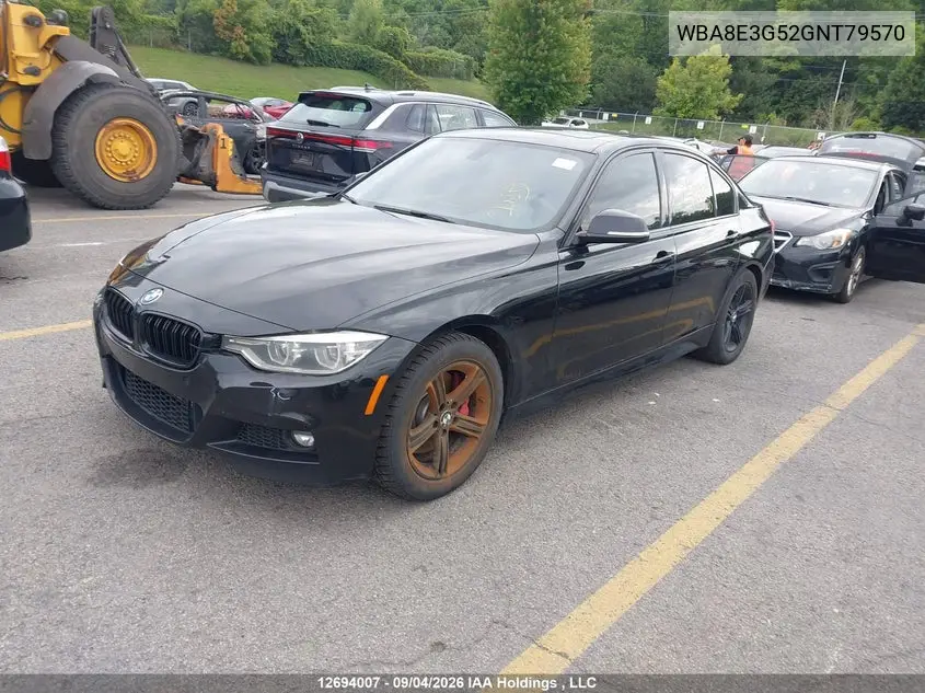2016 BMW 3ER VIN WBA8E3G52GNT79570 — фото 2
