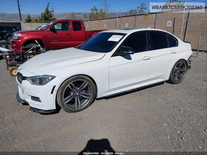 2016 BMW 3ER VIN WBA8B7C53GK703360 — фото 2