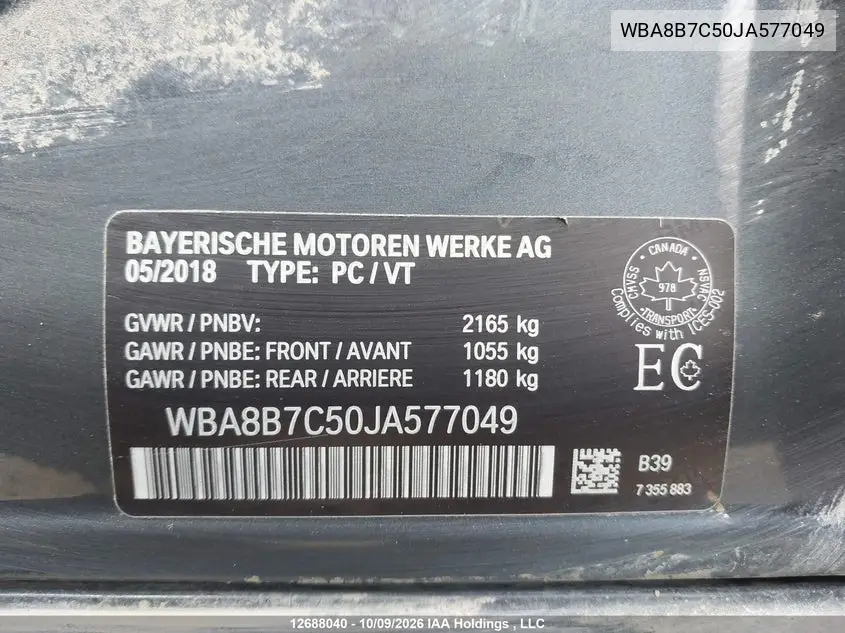 2018 BMW 3ER VIN WBA8B7C50JA577049 — фото 19