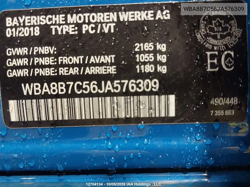2018 BMW 3ER VIN WBA8B7C56JA576309 — фото 9