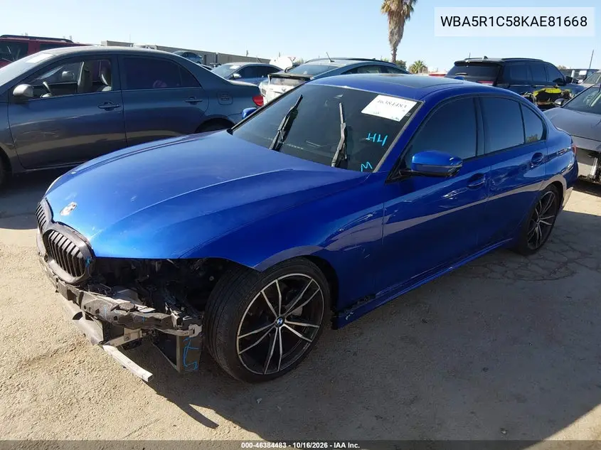 2019 BMW 3ER VIN WBA5R1C58KAE81668 — фото 2