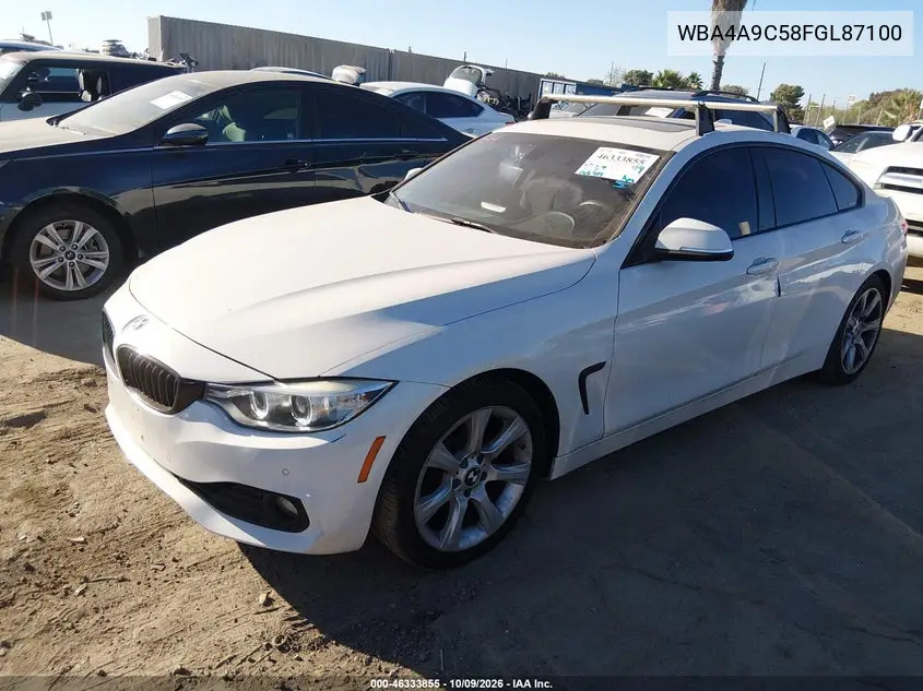 2015 BMW 4ER VIN WBA4A9C58FGL87100 — фото 2