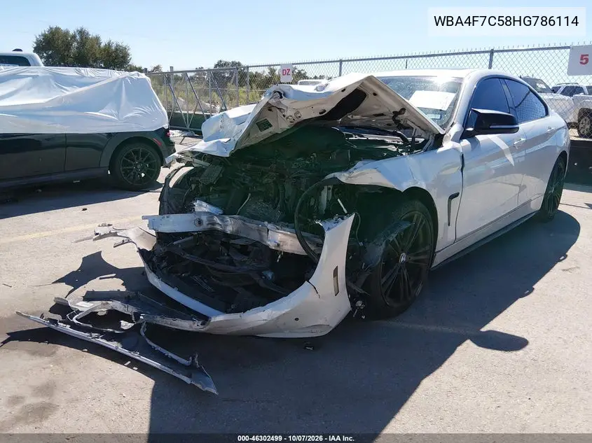 2017 BMW 4ER VIN WBA4F7C58HG786114 — фото 2