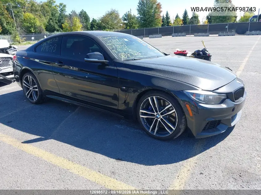 BMW 4ER 2019, VIN WBA4W9C57KAF98743