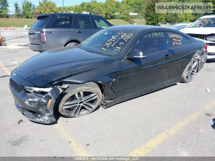 2019 BMW 4ER VIN WBA4W9C57KAF98743 — фото 2
