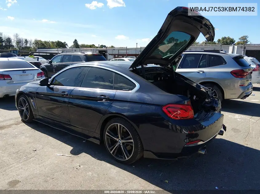 2019 BMW 4ER VIN WBA4J7C53KBM74382 — фото 3