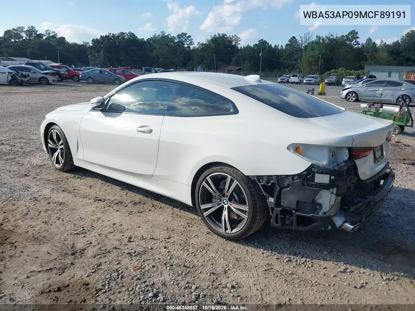 2021 BMW 4ER VIN WBA53AP09MCF89191 — фото 3