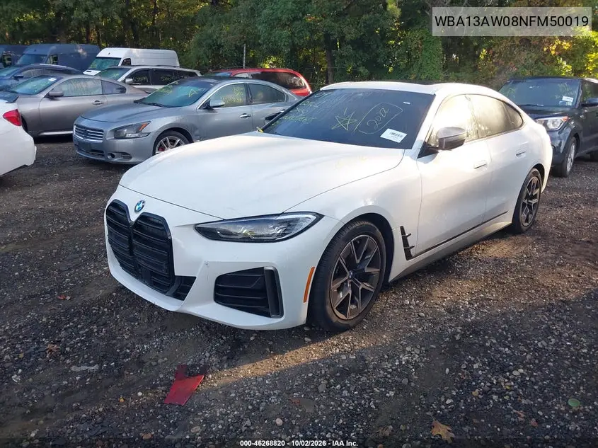 2022 BMW 4ER VIN WBA13AW08NFM50019 — фото 2