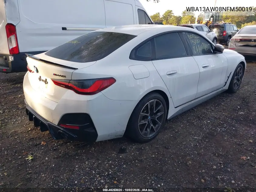2022 BMW 4ER VIN WBA13AW08NFM50019 — фото 4