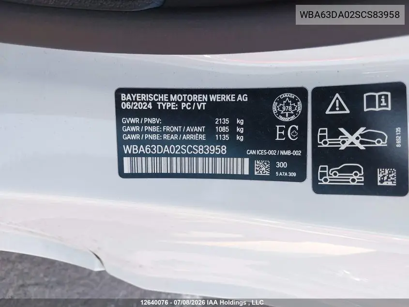 2025 BMW 4ER VIN WBA63DA02SCS83958 — фото 9