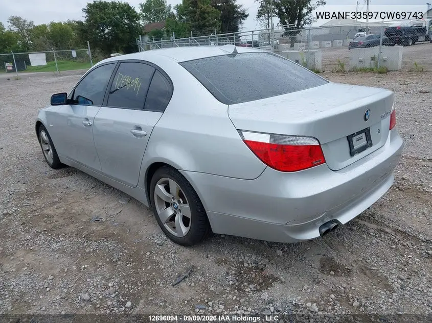 2007 BMW 5ER VIN WBANF33597CW69743 — фото 3