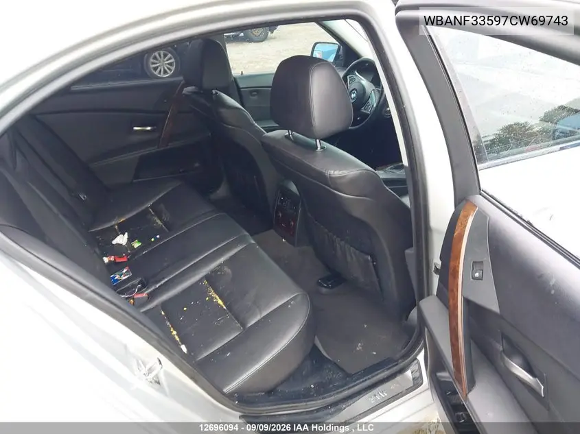 2007 BMW 5ER VIN WBANF33597CW69743 — фото 8