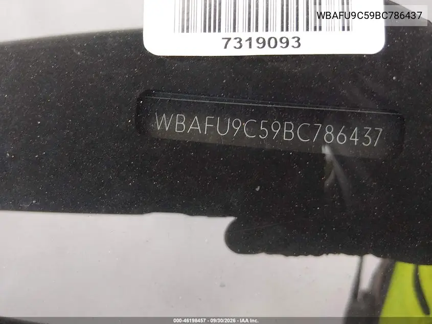 2011 BMW 5ER VIN WBAFU9C59BC786437 — фото 3