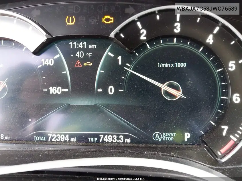 2018 BMW 5ER VIN WBAJA7C53JWC76589 — фото 7