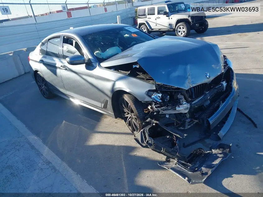 BMW 5ER 2019, VIN WBAJE5C53KWW03693