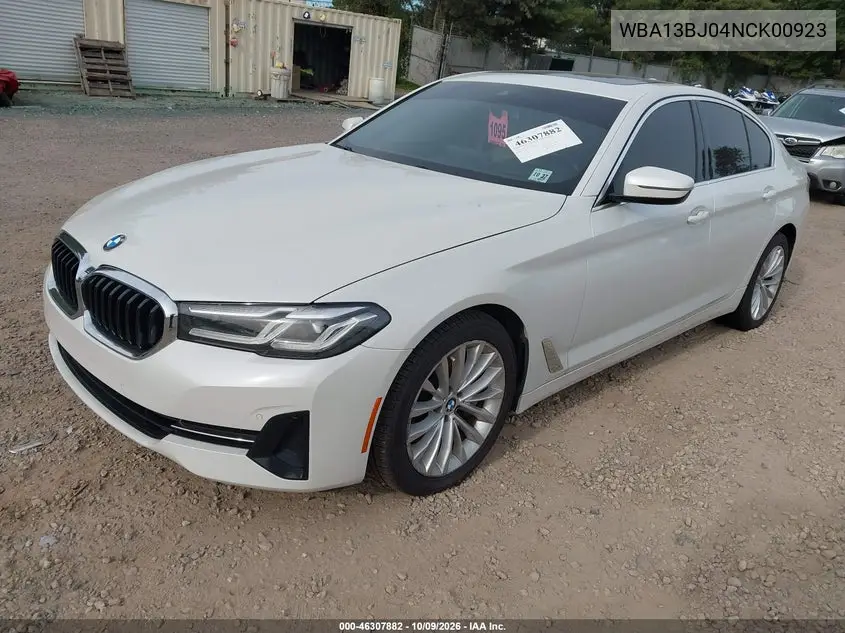 2022 BMW 5ER VIN WBA13BJ04NCK00923 — фото 2
