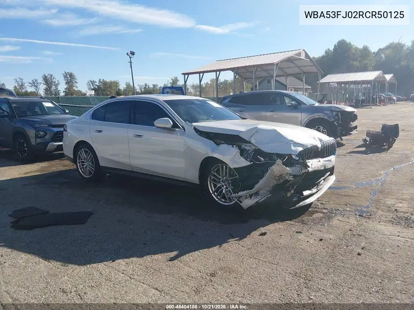 BMW 5ER 2024, VIN WBA53FJ02RCR50125