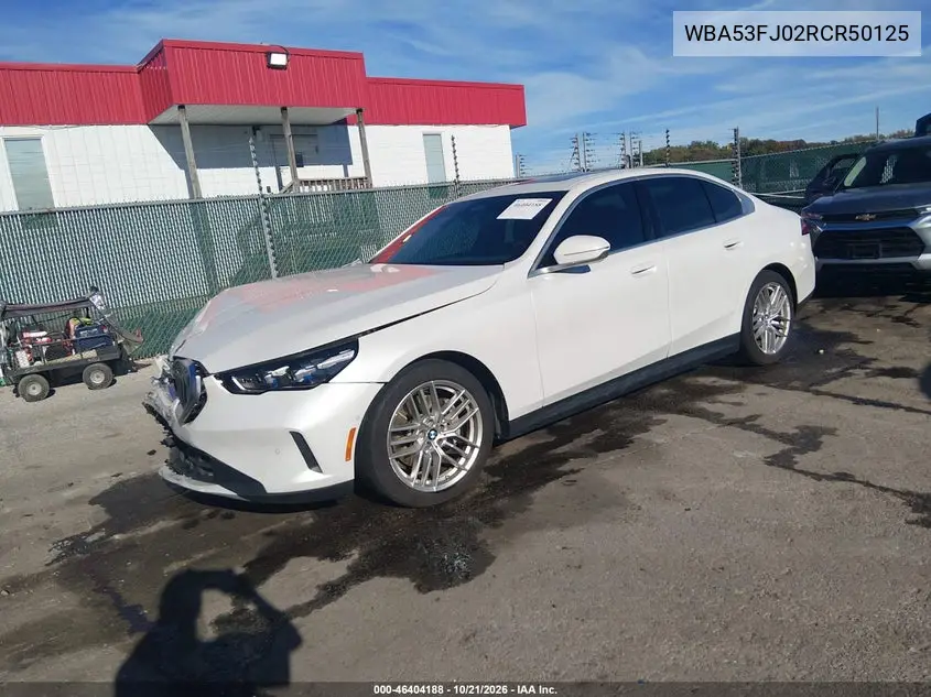 2024 BMW 5ER VIN WBA53FJ02RCR50125 — фото 2