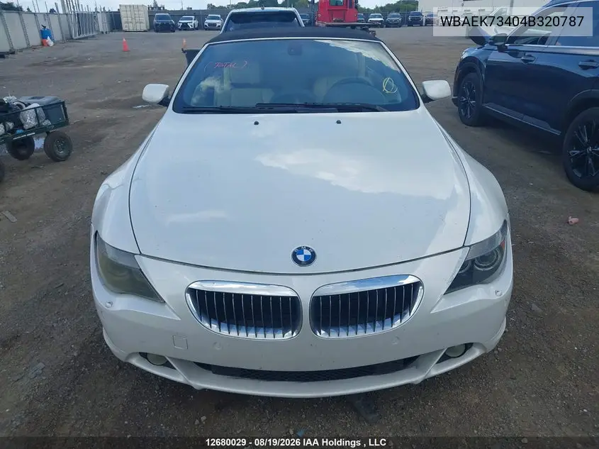 2004 BMW 6ER VIN WBAEK73404B320787 — фото 11