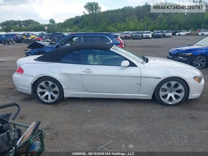 2004 BMW 6ER VIN WBAEK73404B320787 — фото 12