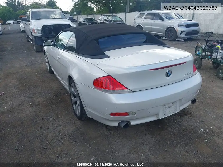 2004 BMW 6ER VIN WBAEK73404B320787 — фото 3