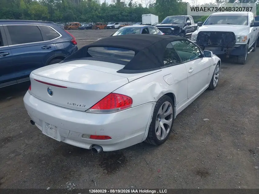 2004 BMW 6ER VIN WBAEK73404B320787 — фото 4