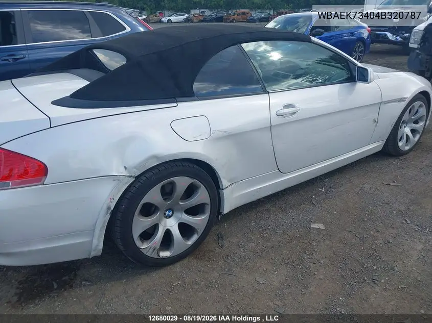 2004 BMW 6ER VIN WBAEK73404B320787 — фото 6