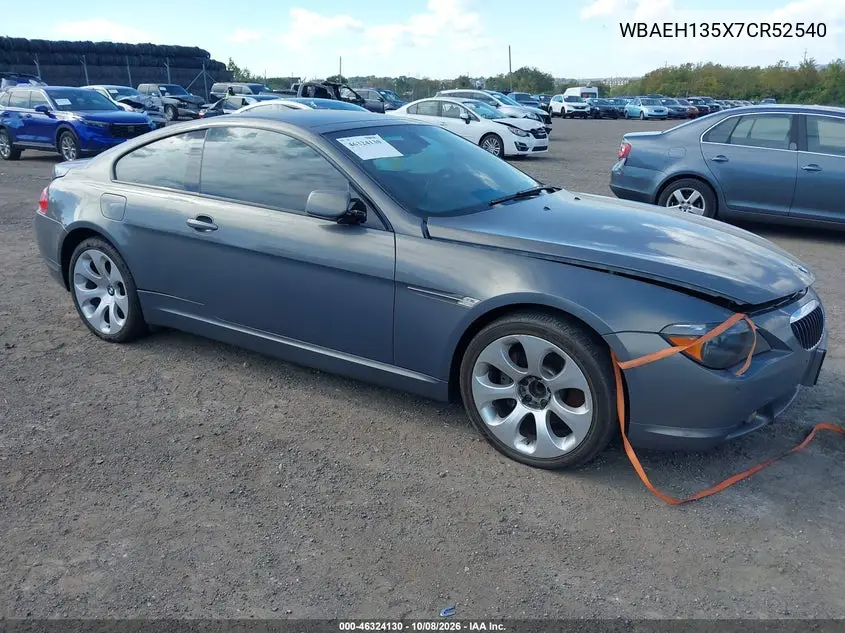 BMW 6ER 2007, VIN WBAEH135X7CR52540