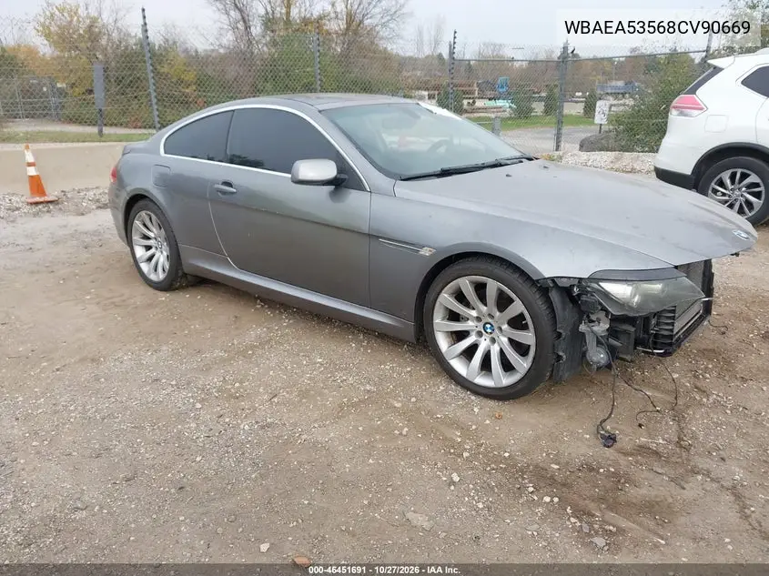 BMW 6ER 2008, VIN WBAEA53568CV90669